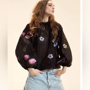 NWT Cynthia Rowley Collection Fil Coupe Blouse XS